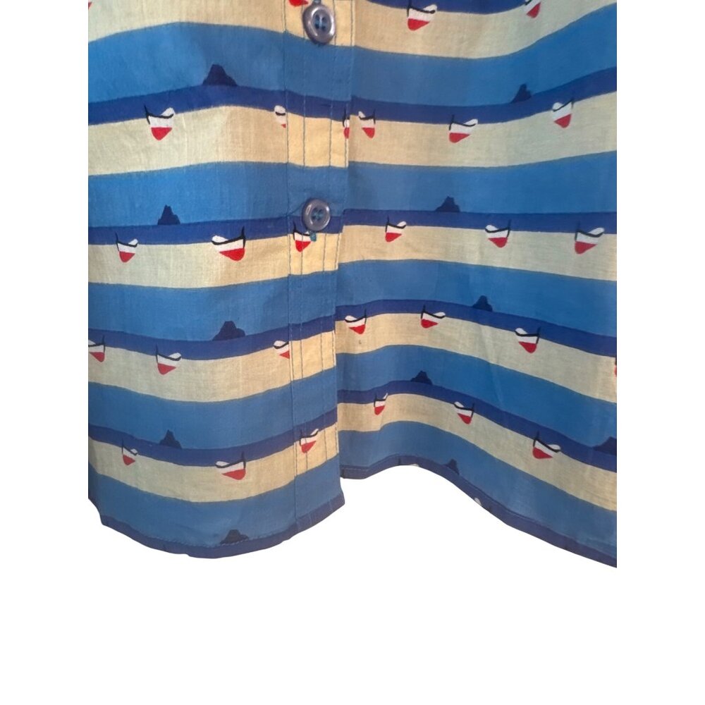 2/$30 Pretty Vacant 4XL Sleeveless Button-Up Shirt Blue Beige Print Cotton Blend - Picture 12 of 16
